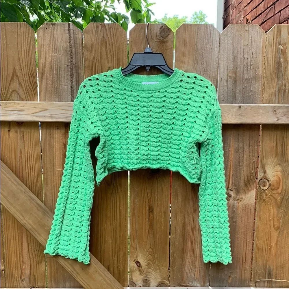 Zara Green Ribbed Crop Top